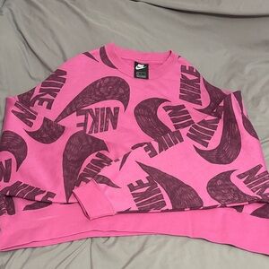 Nike Pink and Dark Purple Logo Crewneck Sweatshirt